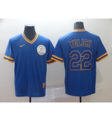 Men Milwaukee Brewers Christian Yelich 22 Navy Alternate MLB Jersey