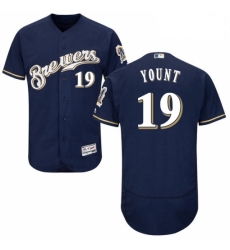 Mens Majestic Milwaukee Brewers 19 Robin Yount Navy Blue Alternate Flex Base Authentic Collection MLB Jersey