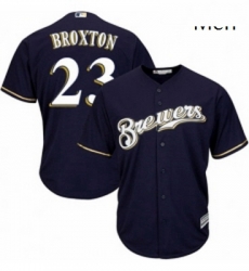 Mens Majestic Milwaukee Brewers 23 Keon Broxton Replica White Alternate Cool Base MLB Jersey 