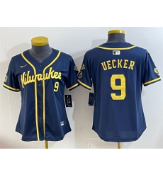 Women Milwaukee Brewers 9 Bob Uecker Navy With Home  26 Bob Uecker Patch Limited Stitched Jersey 28Run Small 29 Women Milwaukee Brewers 9 Bob Uecker Navy With Home  26 Bob Uecker Patch Limited Stitched Jersey 28Run Small 29
