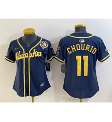 Youth Milwaukee Brewers 11 Jackson Chourio Navy With Home Bob Uecker Patch Limited Stitched Jersey Youth Milwaukee Brewers 11 Jackson Chourio Navy With Home Bob Uecker Patch Limited Stitched Jersey