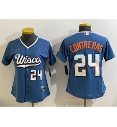 Youth Milwaukee Brewers 24 William Contreras Mineral Blue 2026 City Connect Stadium Stitched Baseball Jersey Youth Milwaukee Brewers 24 William Contreras Mineral Blue 2026 City Connect Stadium Stitched Baseball Jersey