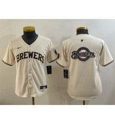 Youth Milwaukee Brewers Team Big Logo Cream Limited Stitched Jersey Youth Milwaukee Brewers Team Big Logo Cream Limited Stitched Jersey