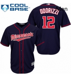 Mens Majestic Minnesota Twins 12 Jake Odorizzi Replica Navy Blue Alternate Road Cool Base MLB Jersey 