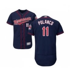 Mens Minnesota Twins 11 Jorge Polanco Navy Blue Alternate Flex Base Authentic Collection Baseball Jersey