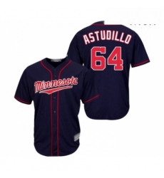 Mens Minnesota Twins 64 Willians Astudillo Replica Navy Blue Alternate Road Cool Base Baseball Jersey 