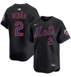 Men New York Mets Nike Luisangel Acuna #2 Black Home Stitched Player Jersey Men New York Mets Nike Luisangel Acuna #2 Black Home Stitched Player Jersey