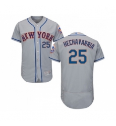 Mens New York Mets 25 Adeiny Hechavarria Grey Road Flex Base Authentic Collection Baseball Jersey