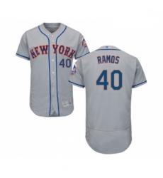 Mens New York Mets 40 Wilson Ramos Grey Road Flex Base Authentic Collection Baseball Jersey