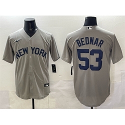 Men New York Yankees 53 David Bednar Grey Stitched Baseball Jersey Men New York Yankees 53 David Bednar Grey Stitched Baseball Jersey