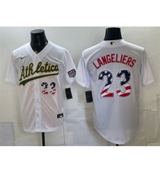 Men Oakland Athletics Shea Langeliers White 250 Fourth of July Home Stadium Stitched Baseball Jersey Men Oakland Athletics Shea Langeliers White 250 Fourth of July Home Stadium Stitched Baseball Jersey