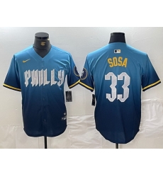 Men Philadelphia Phillies 33 Edmundo Sosa Blue 2024 City Connect Limited Stitched Jersey 2