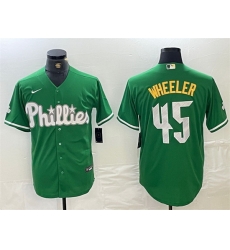 Men Philadelphia Phillies 45 Zack Wheeler Green 2024 City Connect Stitched Jersey