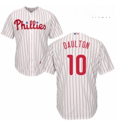 Mens Majestic Philadelphia Phillies 10 Darren Daulton Replica WhiteRed Strip Home Cool Base MLB Jersey