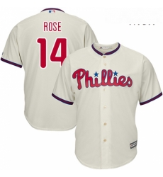 Mens Majestic Philadelphia Phillies 14 Pete Rose Replica Cream Alternate Cool Base MLB Jersey