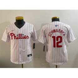 Youth Philadelphia Phillies 12 Kyle Schwarber White Limited Stitched Jersey