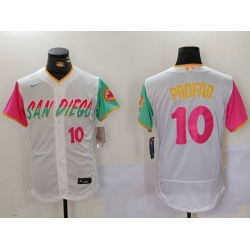 Men San Diego Padres 10 Jurickson Profar White City Connect Cool Base Stitched Baseball Jersey 3