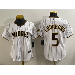 Women San Diego Padres 5 Ram F3n Laureano White Stitched Baseball Jersey 28Run Small 29 Women San Diego Padres 5 Ram F3n Laureano White Stitched Baseball Jersey 28Run Small 29