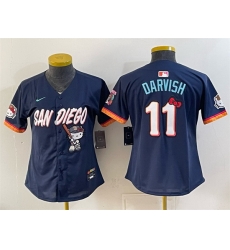 Youth San Diego Padres X Hello Kitty 11 Yu Darvish Obsidian 2026 City Connect Stadium Stitched Baseball Jersey Youth San Diego Padres X Hello Kitty 11 Yu Darvish Obsidian 2026 City Connect Stadium Stitched Baseball Jersey