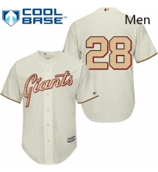 Mens Majestic San Francisco Giants 28 Buster Posey Authentic Cream Commemorative Cool Base MLB Jersey