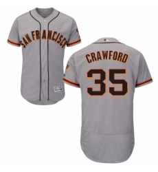 Mens Majestic San Francisco Giants 35 Brandon Crawford Grey Road Flex Base Authentic Collection MLB Jersey 