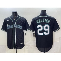 Men Seattle Mariners  29 Cal Raleigh 2026 Fashion Replica Black Out Stitched Baseball Jersey