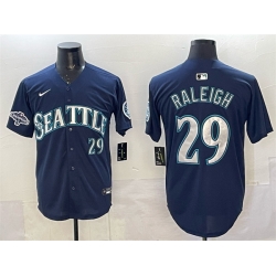 Men Seattle Mariners 29 Cal Raleigh Navy With 2025 AL West Division Champions Patch Limited Stitched jersey Men Seattle Mariners 29 Cal Raleigh Navy With 2025 AL West Division Champions Patch Limited Stitched jersey