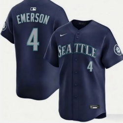 Men Seattle Mariners  4 Colt Emerson Navy Cool Base Stitched Baseball Jersey