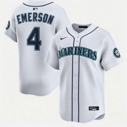 Men Seattle Mariners  4 Colt Emerson White Cool Base Stitched Baseball Jersey