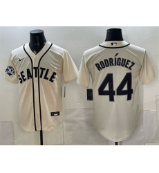 Men Seattle Mariners 44 Julio Rodriguez Cream 50th Anniversary Alternate Stitched Baseball Jersey Men Seattle Mariners 44 Julio Rodriguez Cream 50th Anniversary Alternate Stitched Baseball Jersey