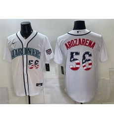 Men Seattle Mariners 56 Randy Arozarena White USA 250 Fourth of July Home Stitched Baseball Jersey Men Seattle Mariners 56 Randy Arozarena White USA 250 Fourth of July Home Stitched Baseball Jersey