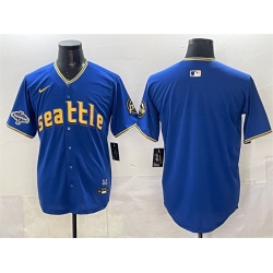Men Seattle Mariners Blank Royal With 2025 AL West Division Champions Patch City Connect Limited Stitched Baseball Jersey Men Seattle Mariners Blank Royal With 2025 AL West Division Champions Patch City Connect Limited Stitched Baseball Jersey