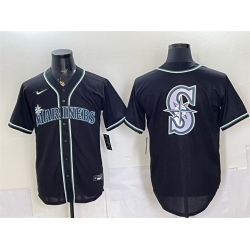 Men Seattle Mariners Team Big Logo 2026 Fashion Replica Black Out Stitched Baseball Jersey