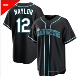 Men's #12 Josh Naylor Seattle Mariners Black Replica Fashion Out Jersey