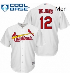 Mens Majestic St Louis Cardinals 12 Paul DeJong Replica White Home Cool Base MLB Jersey 