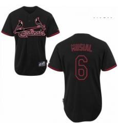 Mens Majestic St Louis Cardinals 6 Stan Musial Replica Black Fashion MLB Jersey