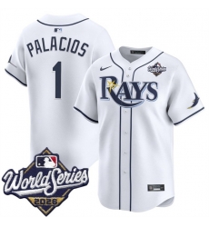 Men Tampa Bay Rays  1 Richie Palacios White 2026 World Series Home Limited Stitched Baseball Jersey