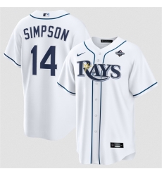 Men Tampa Bay Rays 14 Chandler Simpson White 2026 World Series Home Cool Base Stitched Baseball Jersey Men Tampa Bay Rays 14 Chandler Simpson White 2026 World Series Home Cool Base Stitched Baseball Jersey