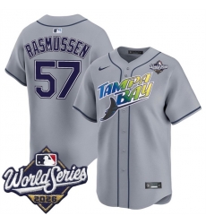 Men Tampa Bay Rays 57 Drew Rasmussen Grey 2026 World Series Limited Stitched Baseball Jersey Men Tampa Bay Rays 57 Drew Rasmussen Grey 2026 World Series Limited Stitched Baseball Jersey