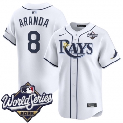 Men Tampa Bay Rays  8 Jonathan Aranda White 2026 World Series Home Limited Stitched Baseball Jersey
