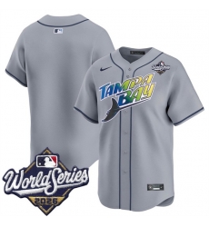 Men Tampa Bay Rays Blank Grey 2026 World Series Limited Stitched Baseball Jersey Men Tampa Bay Rays Blank Grey 2026 World Series Limited Stitched Baseball Jersey