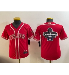Youth Texas Rangers Team Big Logo Red 2026 City Connect Stadium Stitched Baseball Jersey 001 Youth Texas Rangers Team Big Logo Red 2026 City Connect Stadium Stitched Baseball Jersey 001
