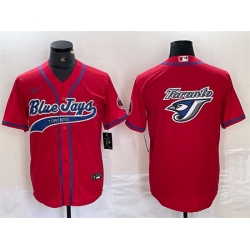 Men Toronto Blue Jays Red Team Big Logo Cool Base Stitched Baseball Jersey