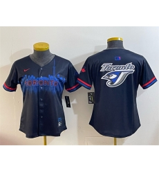 Women Toronto Blue Jays Team Big Logo Navy 2024 City Connect Limited Stitched Baseball Jersey 28Run Small 29
