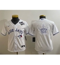 Youth Toronto Blue Jays 26 Leafs White 2025 World Series With White Leafs Logo Cool Base Stitched Baseball Jersey Youth Toronto Blue Jays 26 Leafs White 2025 World Series With White Leafs Logo Cool Base Stitched Baseball Jersey