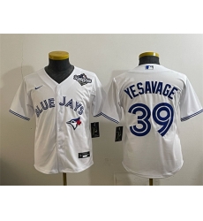 Youth Toronto Blue Jays 39 Trey Yesavage White 2025 World Series Cool Base Stitched Baseball Jersey