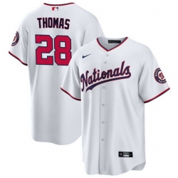 Men Washington Nationals 28 Lane Thomas White Cool Base Stitched Baseball Jersey