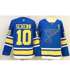Men St  Louis Blues 10 Brayden Schenn Blue 2025 With C Patch Stitched Hockey Jersey Men St  Louis Blues 10 Brayden Schenn Blue 2025 With C Patch Stitched Hockey Jersey
