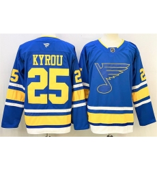 Men St  Louis Blues 25 Jordan Kyrou Blue 2025 Stitched Hockey Jersey Men St  Louis Blues 25 Jordan Kyrou Blue 2025 Stitched Hockey Jersey