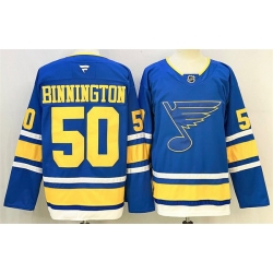 Men St  Louis Blues 50 Jordan Binnington Blue 2025 Stitched Hockey Jersey Men St  Louis Blues 50 Jordan Binnington Blue 2025 Stitched Hockey Jersey
